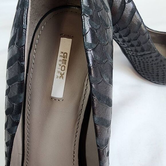 GEOX Respira High Heels Scales Black Block Heel Women's Size 39 (8.5) - Picture 8 of 13